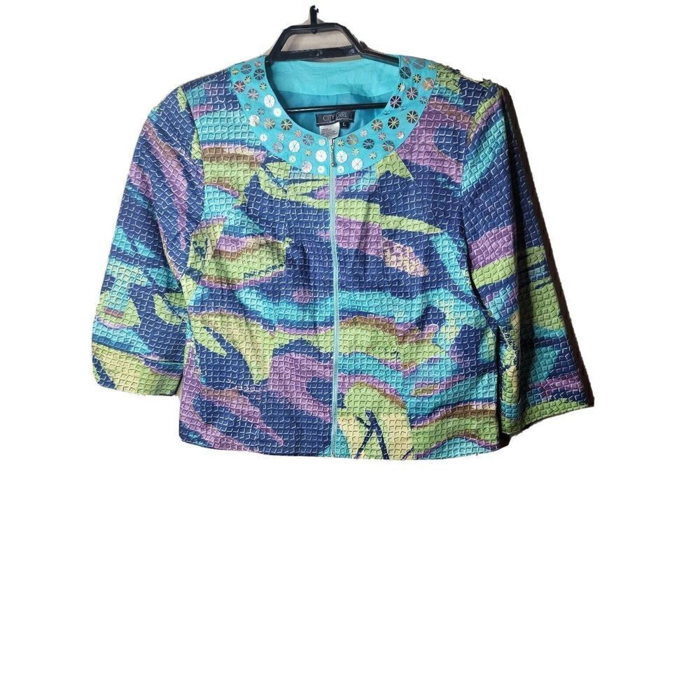 City Girl Nancy Bolen Artsy Boxy Women's Vintage Jacket Size Large t22